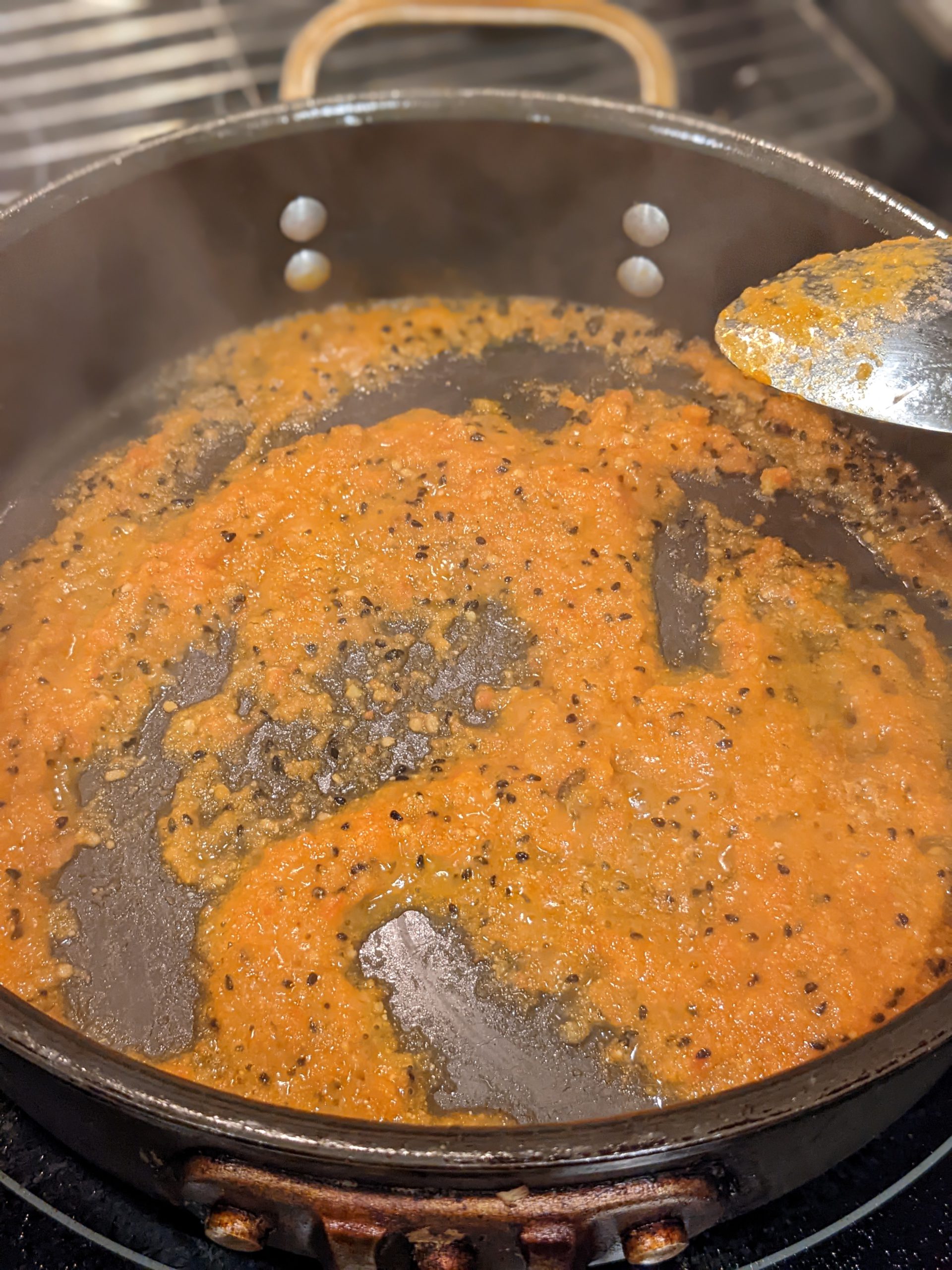 Masala frying in a pan