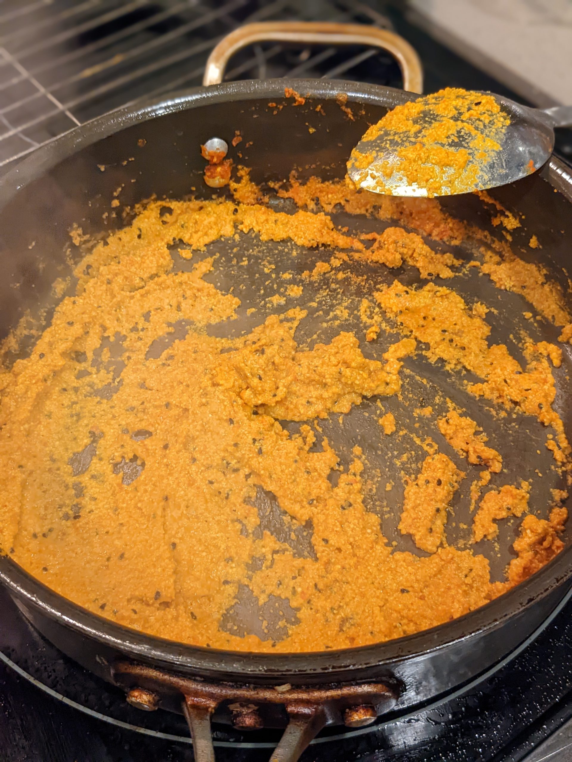 Masala cooking in a pan